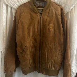 Vintage Tan Suede Bomber Jacket